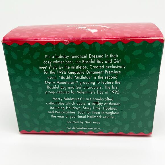 1995 Hallmark Merry Miniatures Bashful Mistletoe 3-Piece Set Vintage - Picture 3 of 5